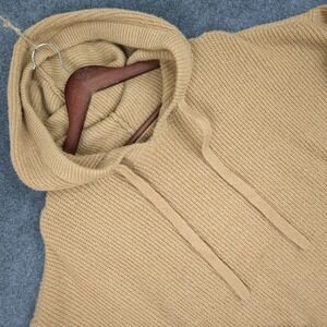 Lucky Brand Tan Knit Hoodie Sweater Oversized Pullover Long Sleeve Size L